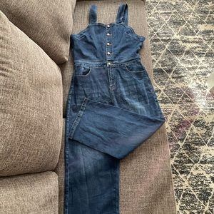 Jean Overalls with Silver Buttons